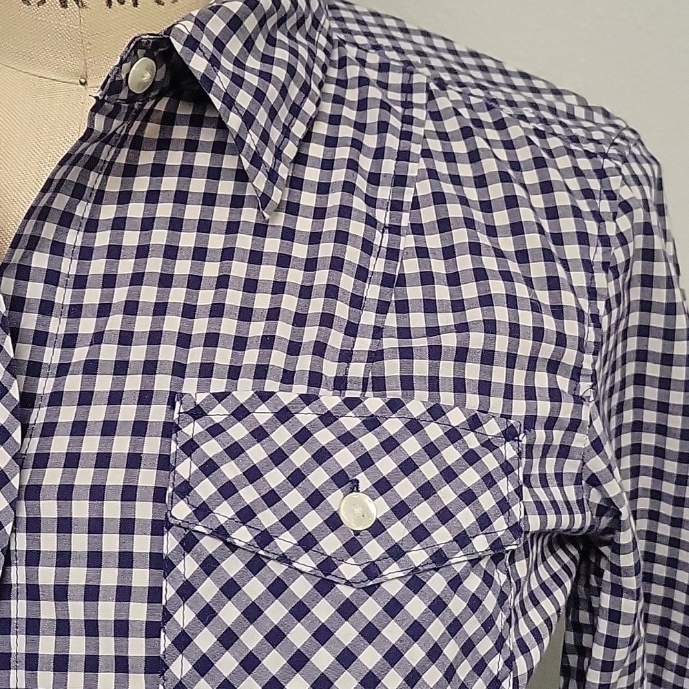Banana Republic Blue and White Checkered Shirt, Size S - Picture 2 of 5
